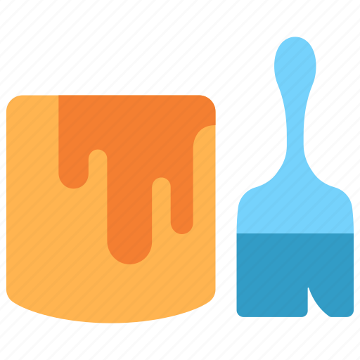 Brush, bucket, color, construction, paint, paintbrush, painter icon - Download on Iconfinder