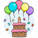 tier, birthday, cake, sweet, celebration, balloon, candle, entertainment, confetti