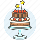 strawberry, cake, wand, birthday, entertainment, celebration, tier, stand, star