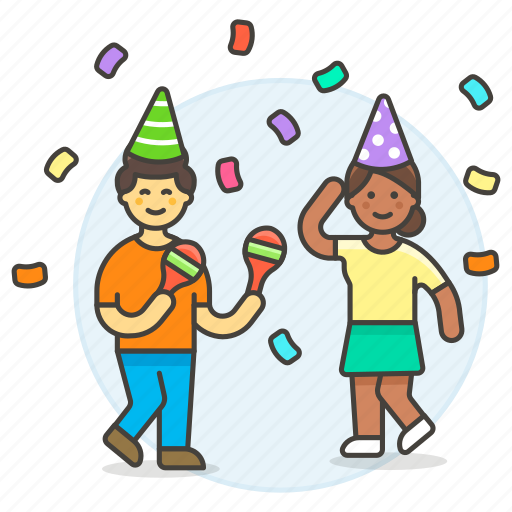Celebration, confetti, couple, dance, dancing, entertainment, friends icon - Download on Iconfinder