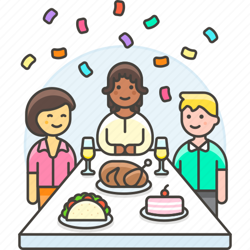 Holiday, friends, confetti, food, thanksgiving, celebration, entertainment icon - Download on Iconfinder