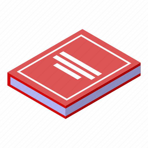 Book, business, cartoon, isometric, paper, red, school icon - Download on Iconfinder