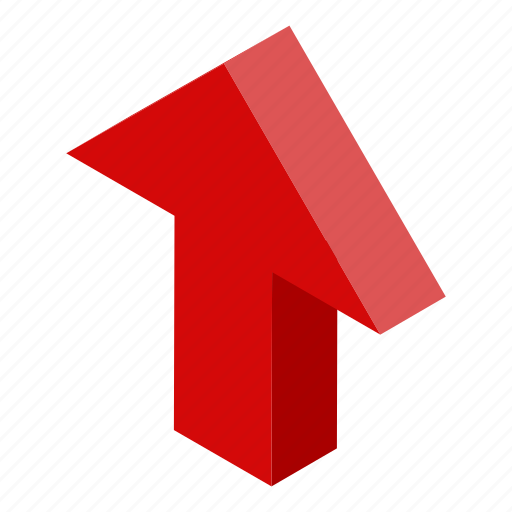 Arrow, business, cartoon, isometric, red, up, upwards icon - Download on Iconfinder