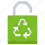 recycle, lock, eco, friendly, locked, unlocked, protected 