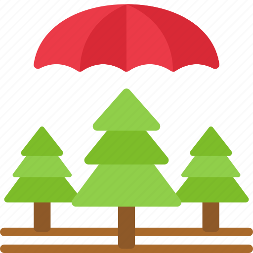 Umbrella, over, forrest, eco, friendly, protected, insured icon - Download on Iconfinder