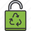 recycle, lock, eco, friendly, locked, unlocked, protected 