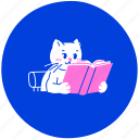 cat, reading, book, bookworm, book lover, intellectual, knowledge, learning, educational 