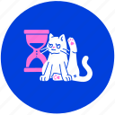 cat, waiting, wait, sandglass, time, timer, angry, loading 