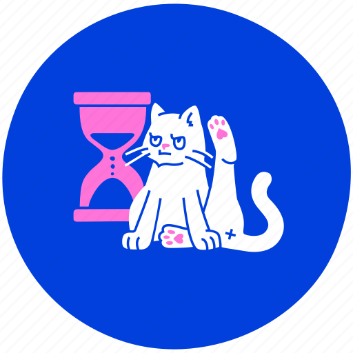 Cat, waiting, wait, sandglass, time, timer, angry illustration - Download on Iconfinder