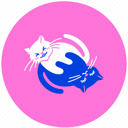 Yin, yang, cats, romance, love, couple, valentine illustration - Download on Iconfinder
