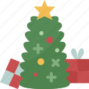 christmas, tree, present, festive, holiday