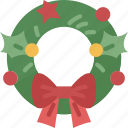 wreath, pine, festive, garland, decorate