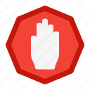 forbidden, stop, prohibited, hand, warning