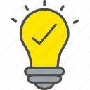 bulb, check, idea, light, tick, icon