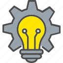 bulb, cog, creative, development, idea, setting, icon