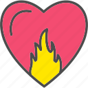 fire, heart, in, passion, activity, fitness, health, love, icon