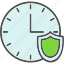 time, clock, reliability, security, protection, assurance, insurance, icon 