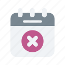 calendar, event, party, cancel, rejected 