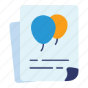 invitation, baloon, air, paper, document