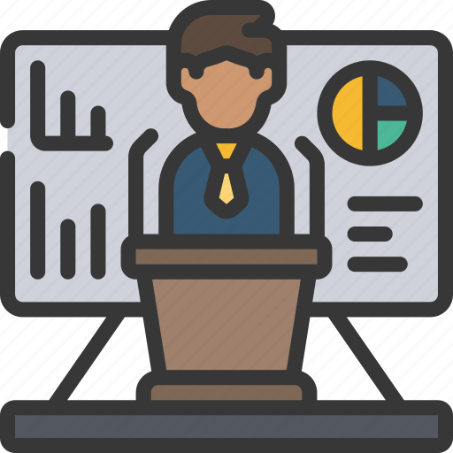 Seminar, session, discussion, conference, talk, podium icon - Download on Iconfinder