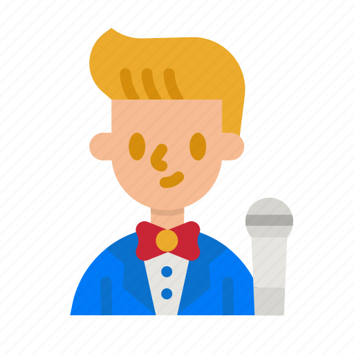 Host, microphone, event, caucasian, occupation icon - Download on Iconfinder