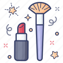 cosmetics, lipstick and brush, makeup accessories, makeup brush, makeup kit 