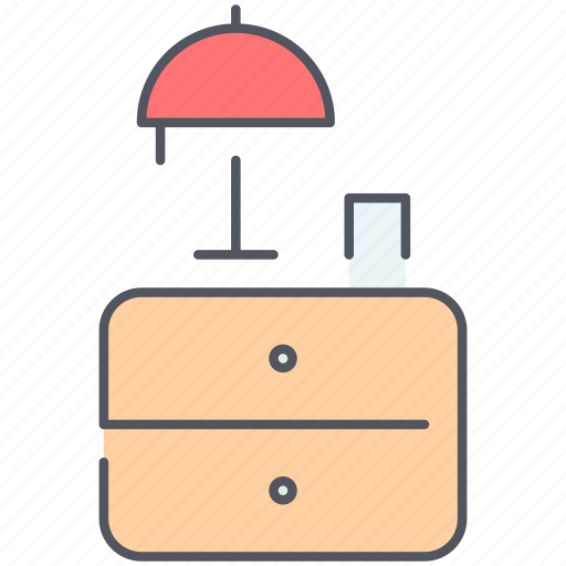 Nightstand, bedroom, design, furniture, interior, lamp, table icon - Download on Iconfinder