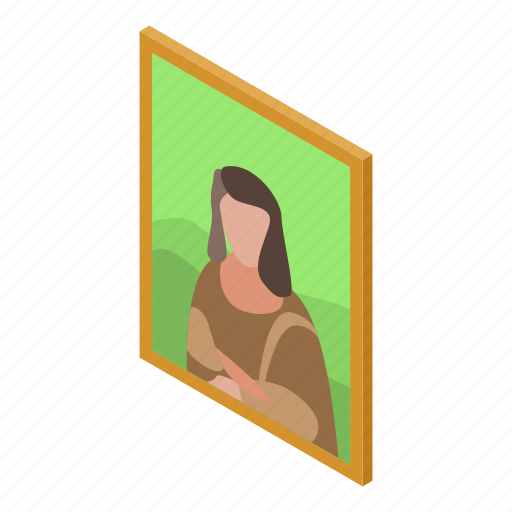 Business, cartoon, excursion, isometric, picture, wall, woman icon - Download on Iconfinder