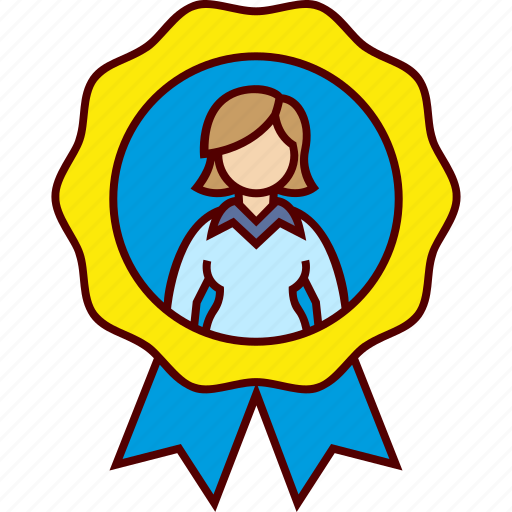 Best, employee, executive, business, woman, medal, achievement icon - Download on Iconfinder