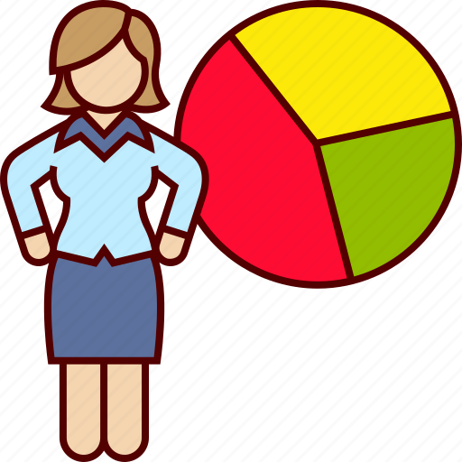 Business, woman, graph, pie, statistics, analytics icon - Download on Iconfinder