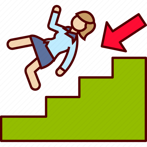 Career, fall, stairs, down, work, executive, woman icon - Download on Iconfinder