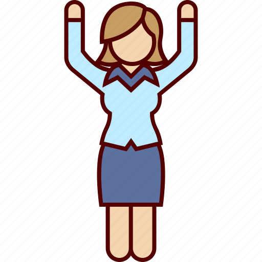 Hands, up, surrender, happy, joyful, success, woman icon - Download on Iconfinder