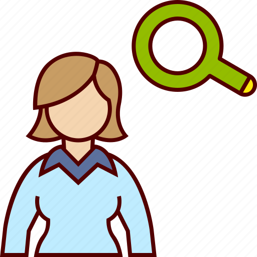 Headhunter, head, recruitment, magnifier, search, find, woman icon - Download on Iconfinder
