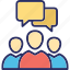 chatting members, debate, group chat, meeting 