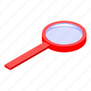 cartoon, glass, internet, isometric, magnifier, red, white
