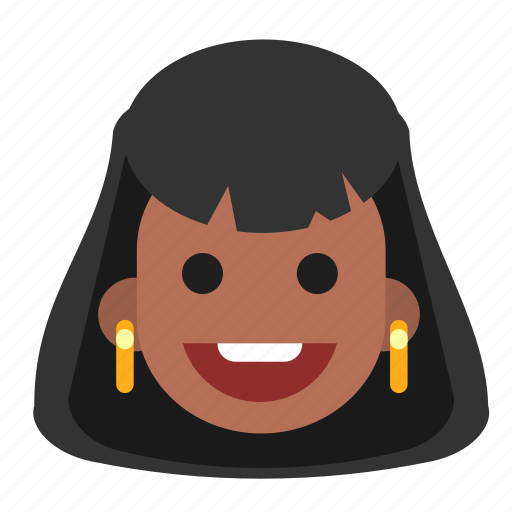 Black, earrings, face, happy, head, lady, woman icon - Download on Iconfinder