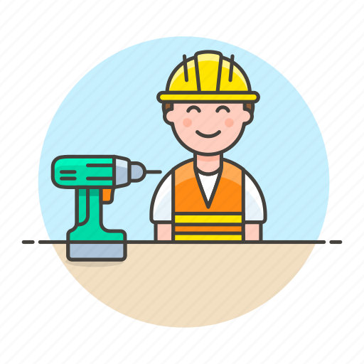 Builder, contractor, driller, engineer, equipment, factory, male icon - Download on Iconfinder