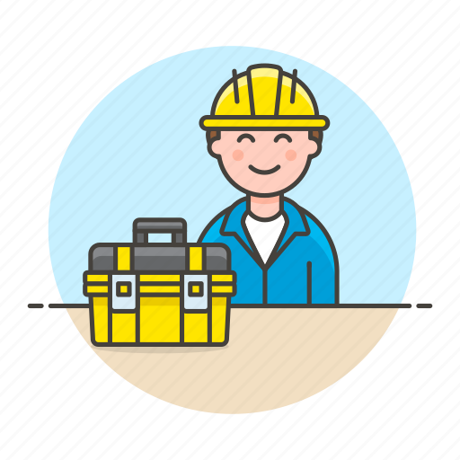 Builder, contractor, engineer, equipment, factory, male, mechanic icon - Download on Iconfinder