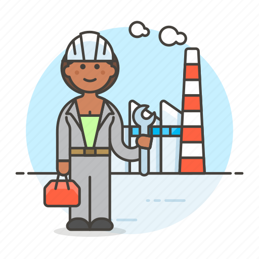 Builder, engineer, factory, female, industry, plant, production icon - Download on Iconfinder