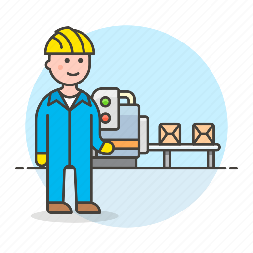 Belt, box, conveyor, engineer, factory, industry, male icon - Download on Iconfinder