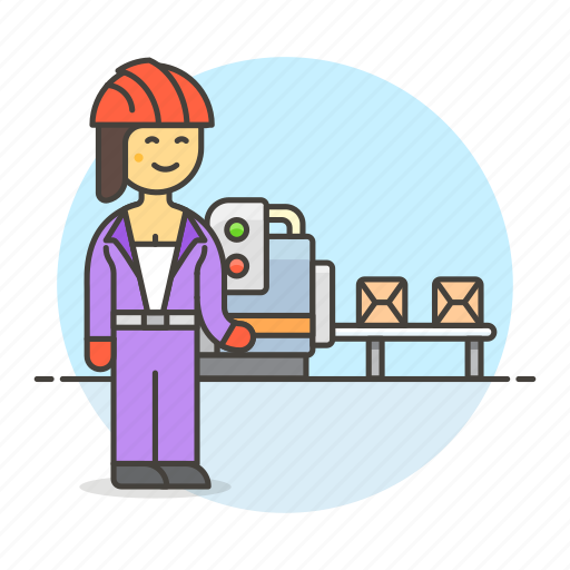 Belt, box, conveyor, engineer, factory, female, industry icon - Download on Iconfinder