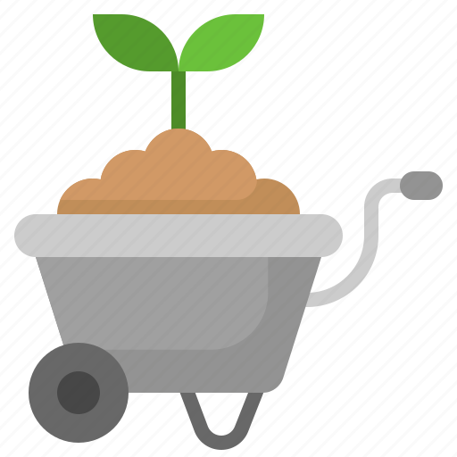 Wheelbarrow, sprout, soil, agriculture, equipment icon - Download on Iconfinder