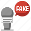 microphone, fake, news, untrue, report, interview 