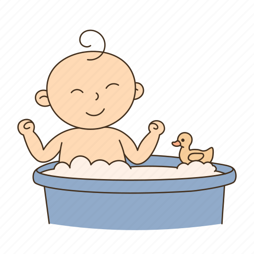 Baby, bath, tub, bathing, bathtub illustration - Download on Iconfinder