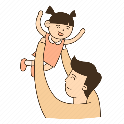 Dad, daughter, father, family, joyful illustration - Download on Iconfinder
