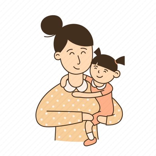 Mom, mother, family, happy, daughter illustration - Download on Iconfinder