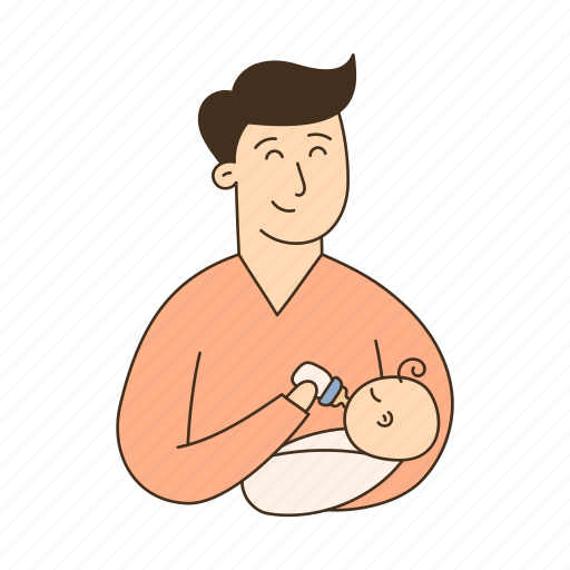 Paced, bottle, feeding, baby, dad illustration - Download on Iconfinder