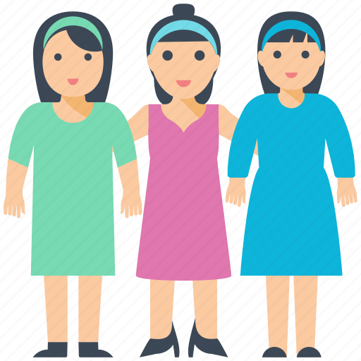 Girls, women, sisters love, female friends, triplet, sisters icon - Download on Iconfinder