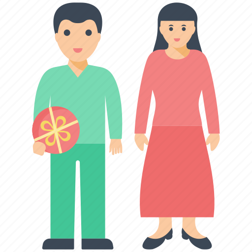Couple goals, gift exchanging, happy couple, husband wife, partners icon - Download on Iconfinder