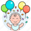 baby, balloon, bib, confetti, family, happy, hat, infant, party, smille 